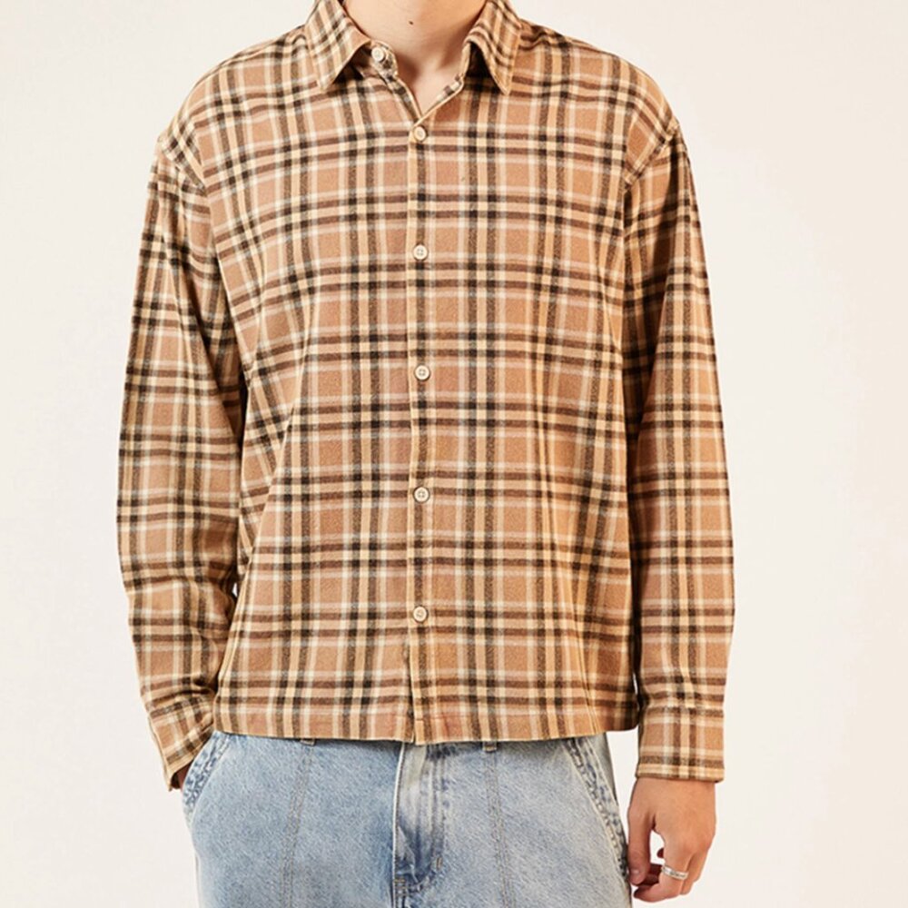 PacSun Tan Washed Flannel Shirt